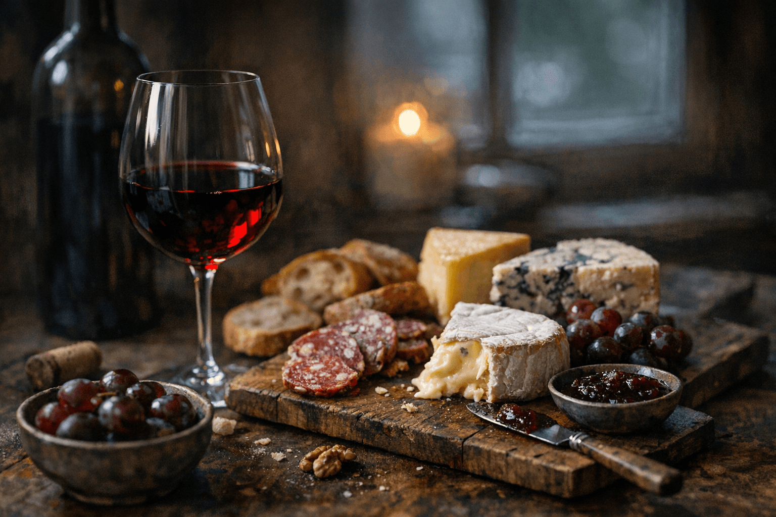Editorial wine and cheese photograph for "The Night 22 Million Americans Decided Red Wine Was Medicine"