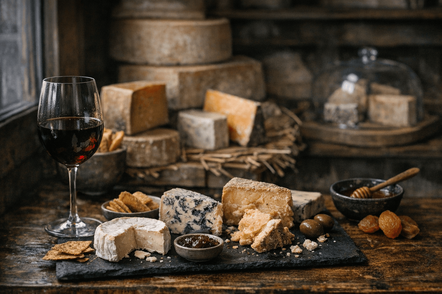Editorial wine and cheese photograph for "How to Walk Into a Cheese Shop Without Feeling Like a Fraud"