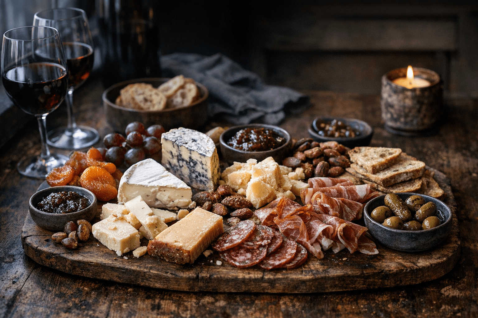Editorial wine and cheese photograph for "Americans Stopped Eating Together. A Cheese Board Is a Surprisingly Reasonable Response."