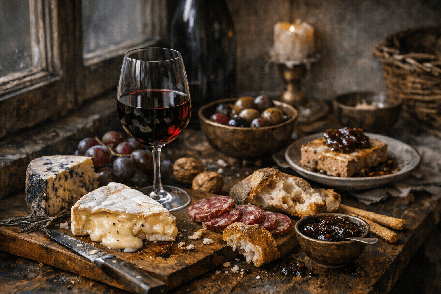 Editorial wine and cheese photograph for "Burgundy Never Apologized for Anything, and Neither Should You"